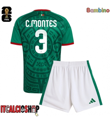 Messico Cesar Montes #3 Prima Maglia Bambino Mondiali 2026 Manica Corta (+ Pantaloni corti)